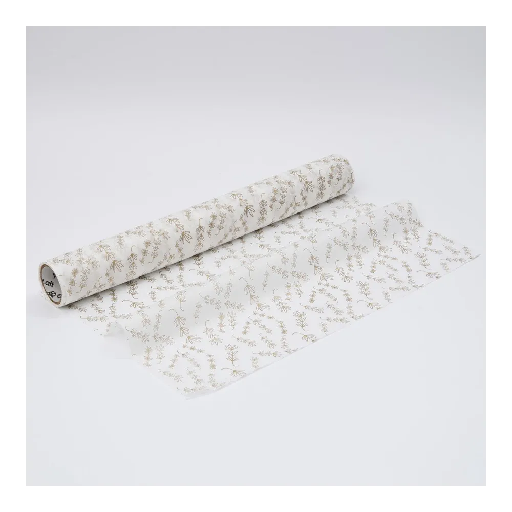 Бумага тишью в рулоне, 420мм*10м, 25 г/м2, «Лаванда», цв.печати золото