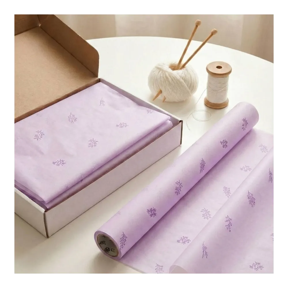 Бумага тишью в рулоне, цвет лиловый, 500мм*10м, 17 г/м2, «Гербарий», цв.печати 2583