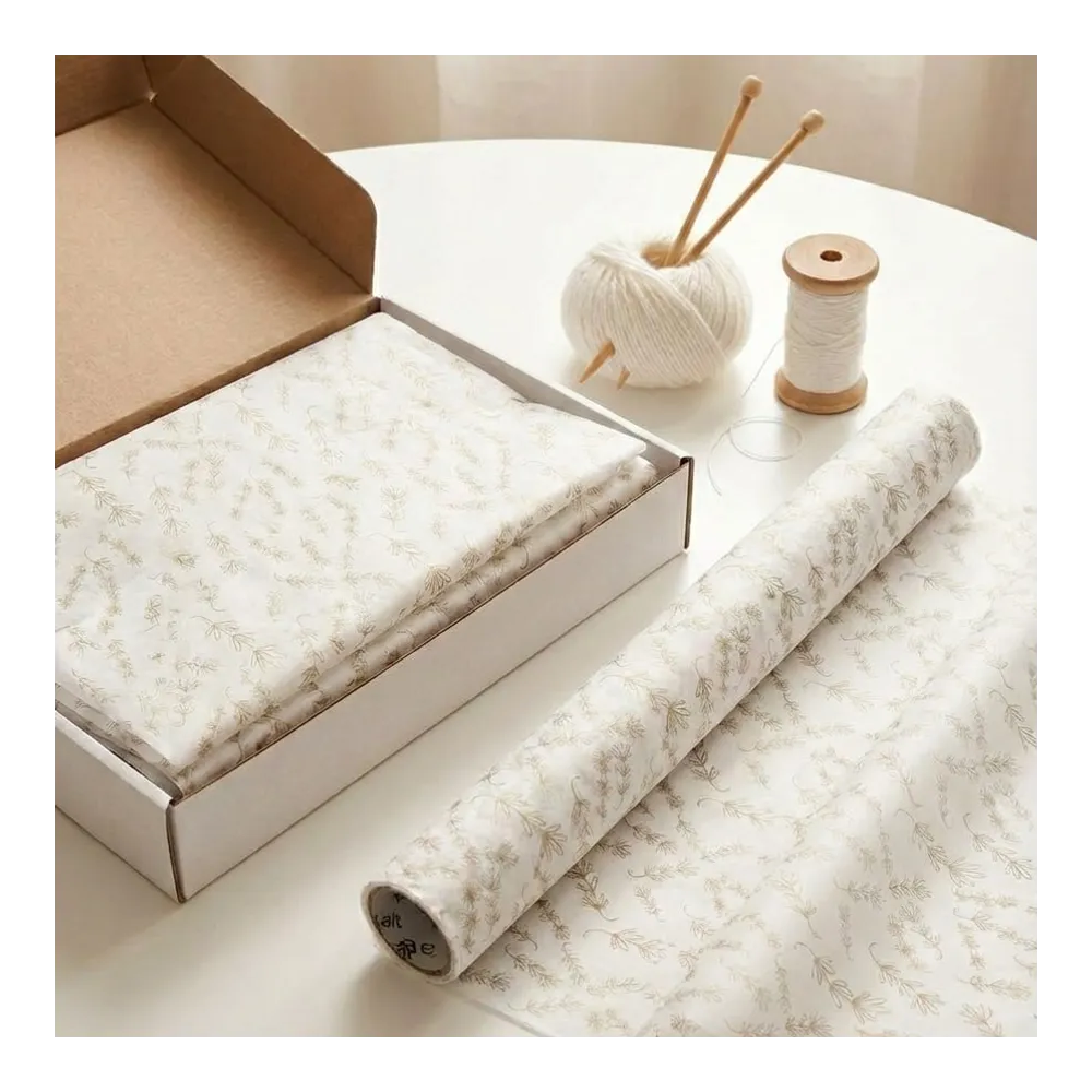 Бумага тишью в рулоне, 420мм*10м, 25 г/м2, «Лаванда», цв.печати золото