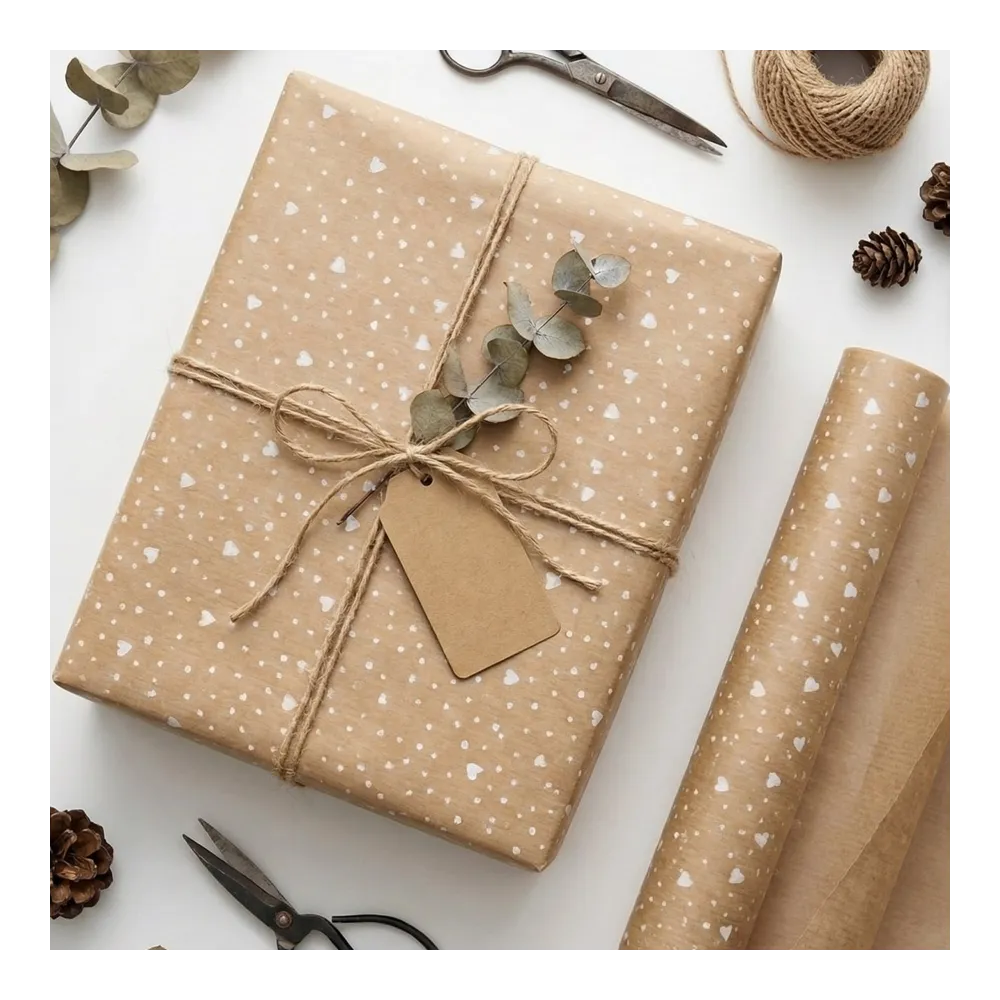 Крафт-бумага в рулоне, 420мм*100м, 38 г/м2, «Нежность», цв.печати белый