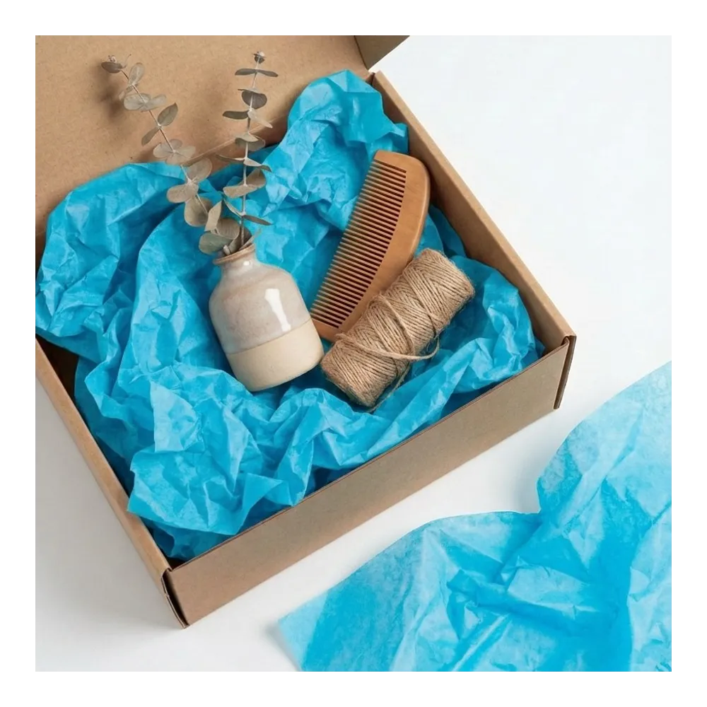 Бумага тишью, цвет ярко-голубой, 500мм*750мм, 17 г/м2 (100 листов/уп)