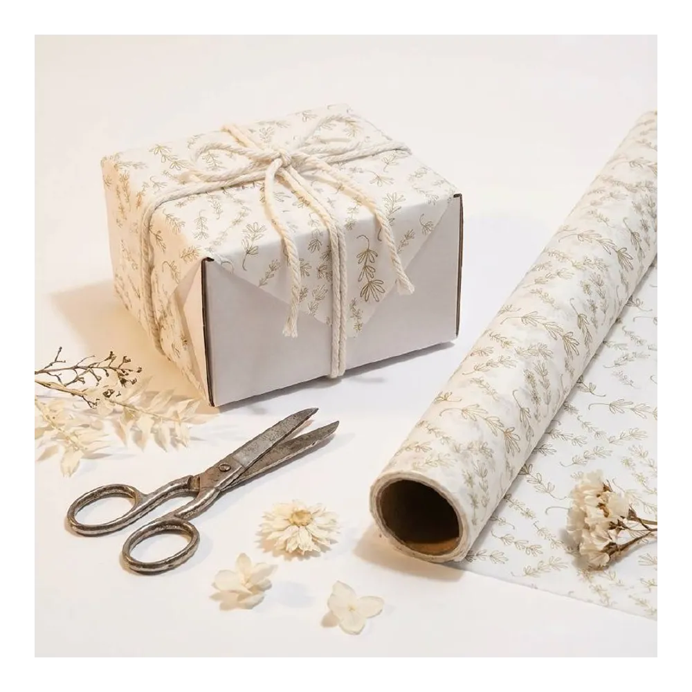 Бумага тишью в рулоне, 420мм*50м, 25 г/м2, «Лаванда», цв.печати золото