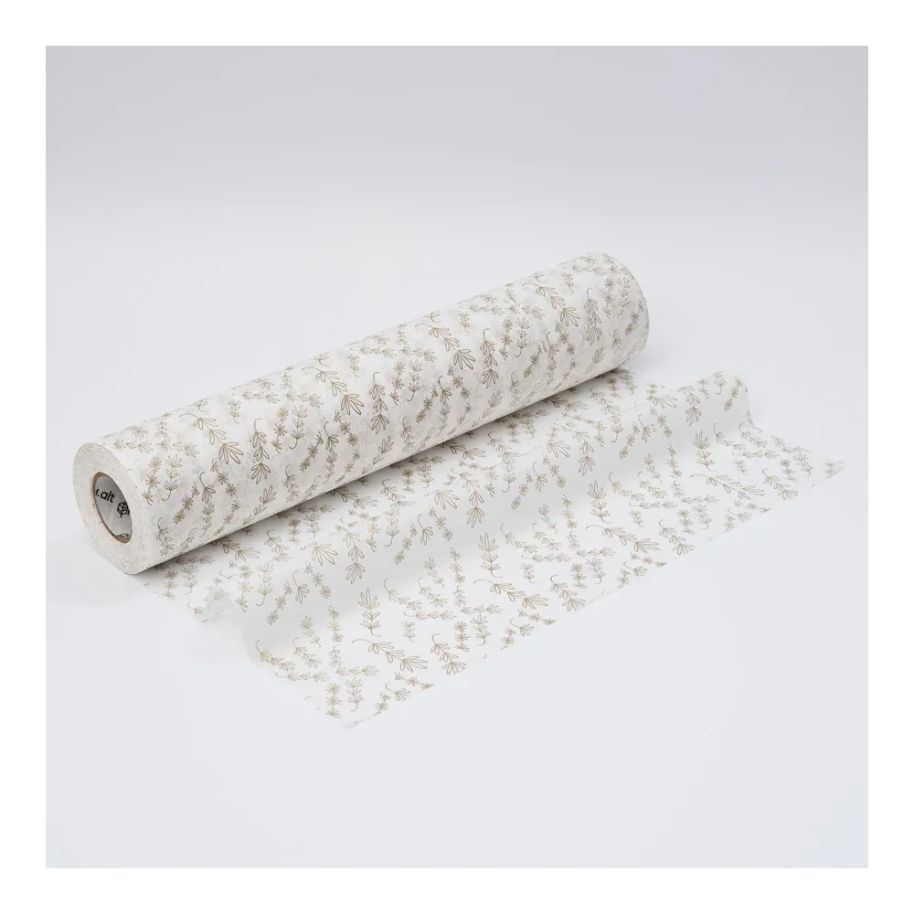 Бумага тишью в рулоне, 420мм*100м, 25 г/м2, «Лаванда», цв.печати золото