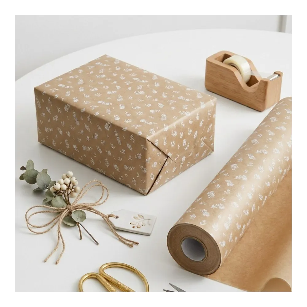 Крафт-бумага в рулоне, 420мм*100м, 38 г/м2, «Прованс», цв.печати белый