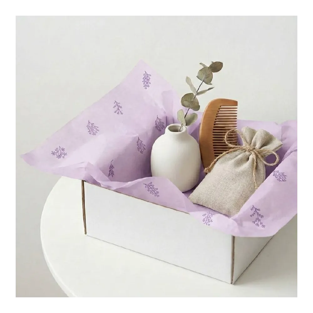 Бумага тишью в рулоне, цвет лиловый, 500мм*50м, 17 г/м2, «Гербарий», цв.печати 2583