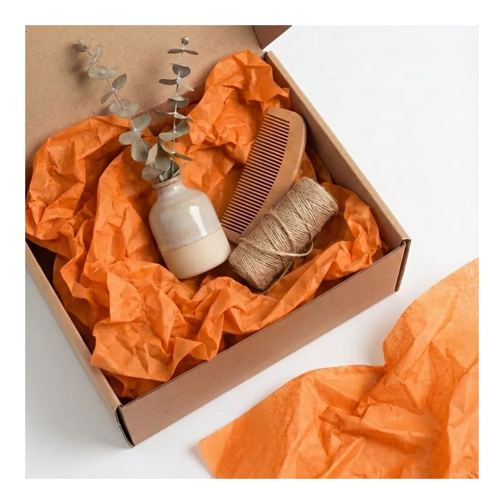 Бумага тишью, цвет персиковый (светло-оранжевый), 500мм*750мм, 17 г/м2 (100 листов/уп)