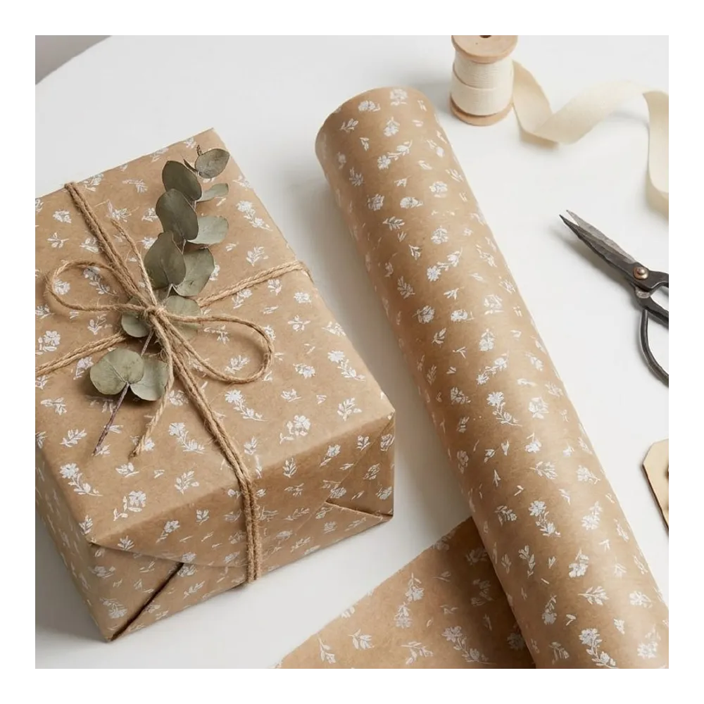 Крафт-бумага в рулоне, 420мм*50м, 38 г/м2, «Прованс», цв.печати белый