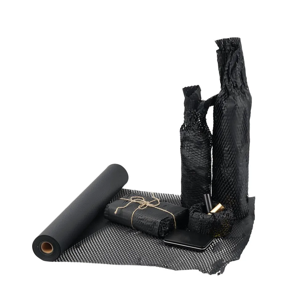 PerfectoPack, крафт-бумага сетчатая (сотовая), черная, 20 м