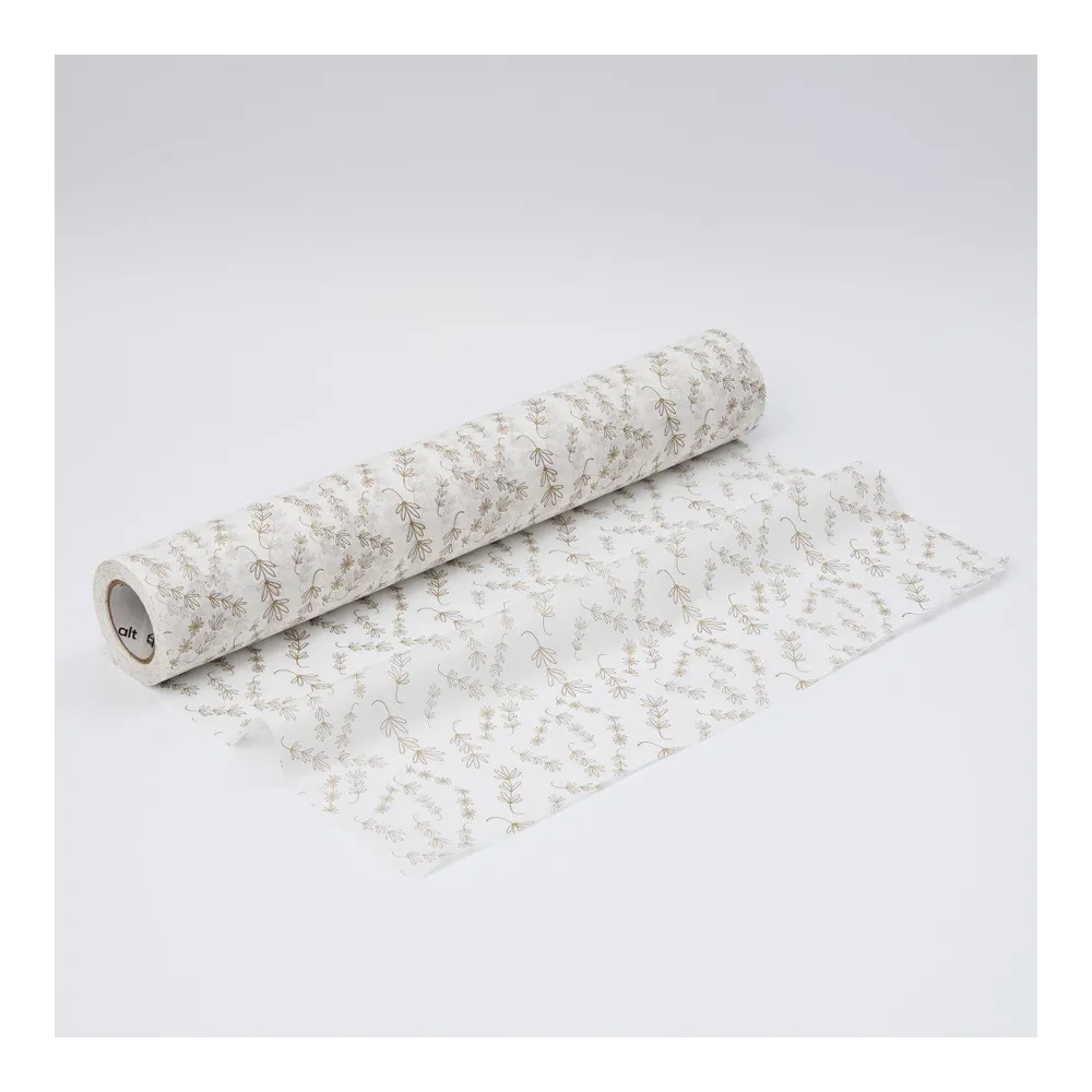 Бумага тишью в рулоне, 420мм*50м, 25 г/м2, «Лаванда», цв.печати золото