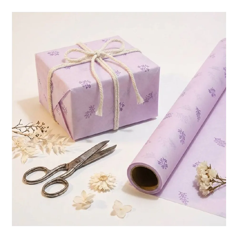 Бумага тишью в рулоне, цвет лиловый, 500мм*100м, 17 г/м2, «Гербарий», цв.печати 2583